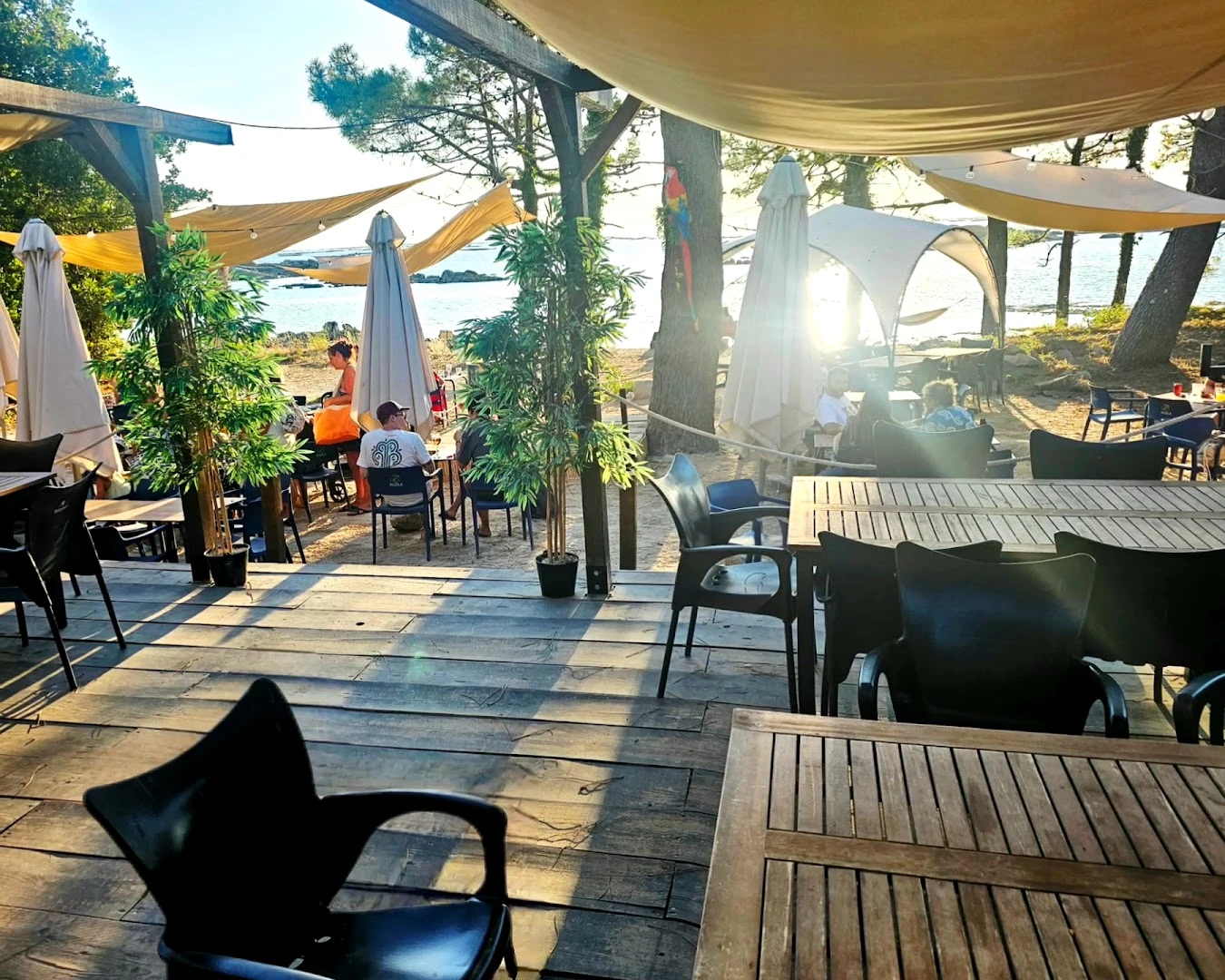 Sunset views and outdoor dining at Kayma Beach Club on Playa de Gradin